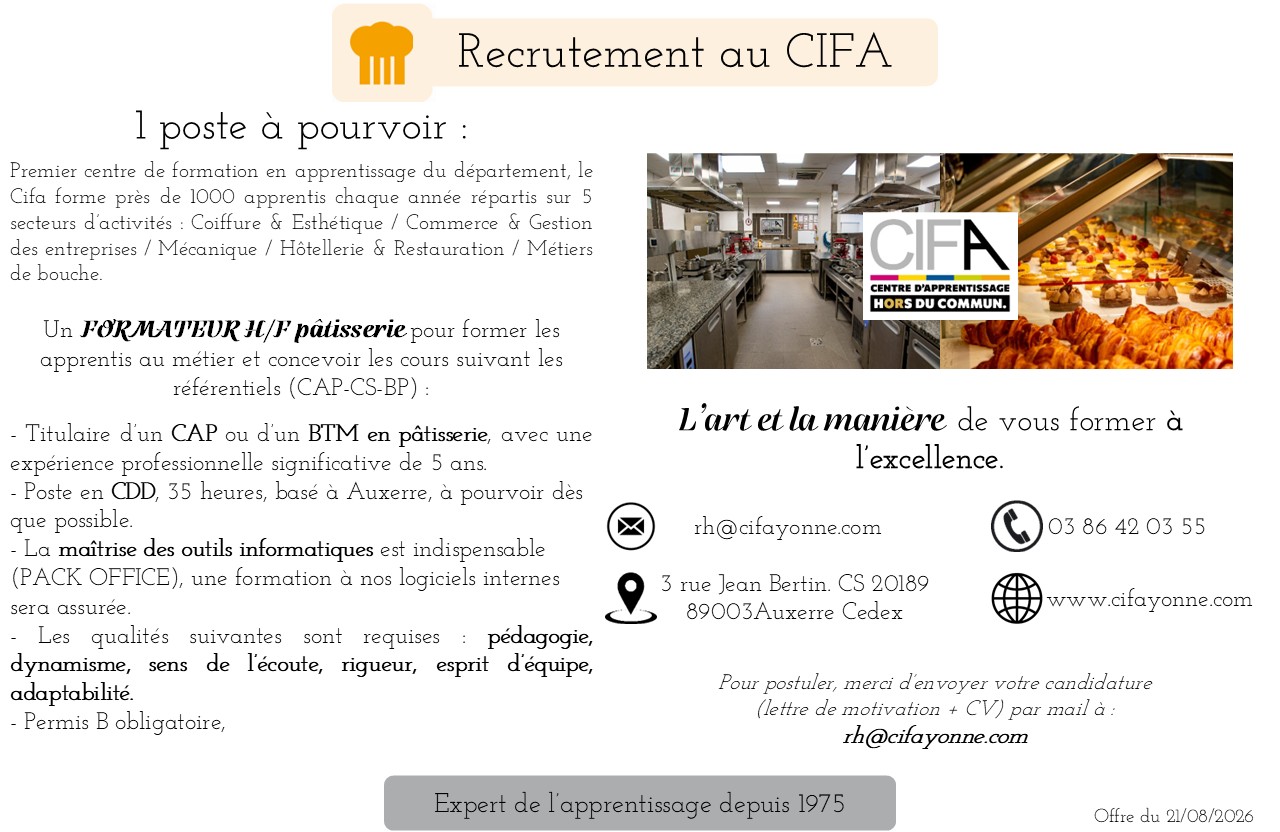 Formateur en Pâtisserie